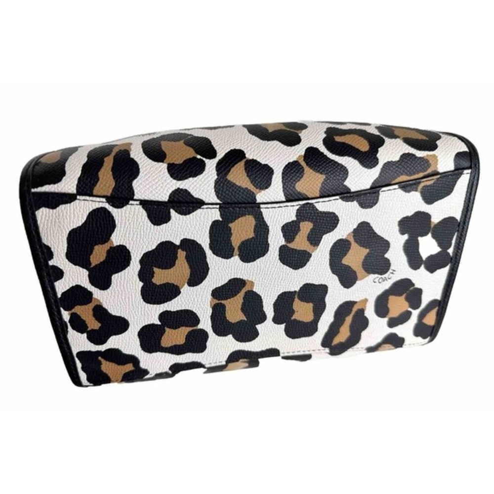 Coach Mollie Tote 25 Leopard Print Coated Canvas Crossbody Handbag White‎ 41-13 - Picture 6 of 12